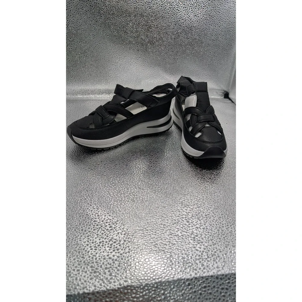 Fashion Black Platform Sporty Strappy Cage‎ Sandals Womens Size 36 Slingback